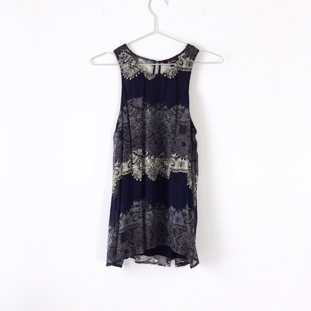 ella moss felicity lace print silk chiffon blouse